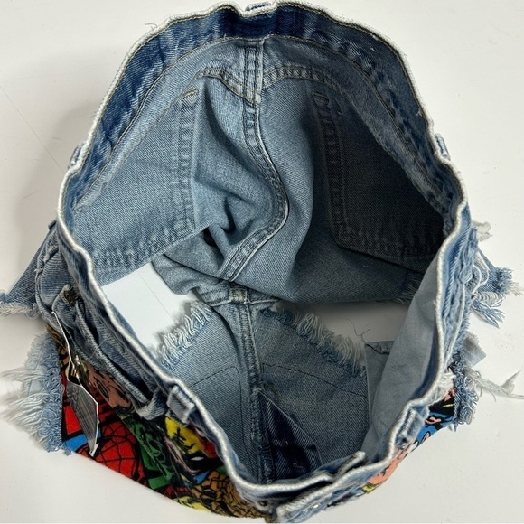 Coal N Terry Marvel Comic Print Frayed Hem Denim Shorts NWT - Picture 7 of 13